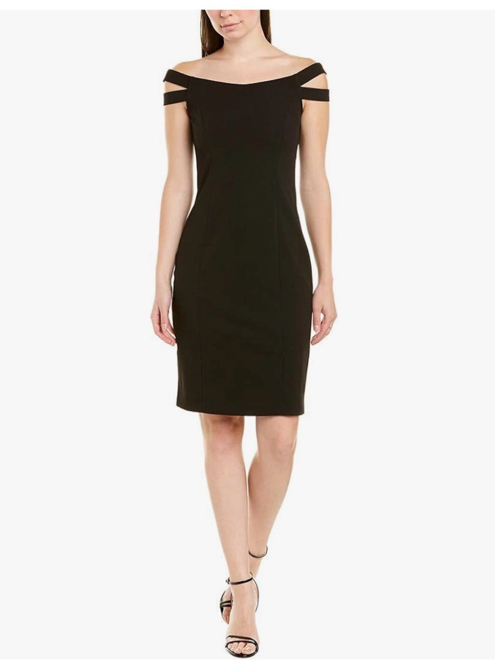 Betsey Johnson Sheath Dress Double Strap Off Shoulder Black NWT Women’s 4